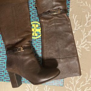 tory burch heeled boot brown size 9